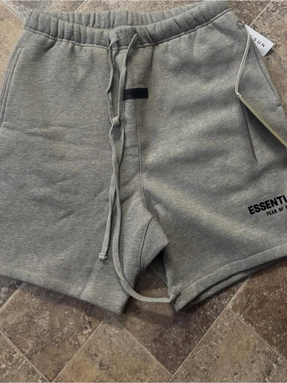 Essentials Men's Light Grey Fleece Drawstring Athletic Shorts
